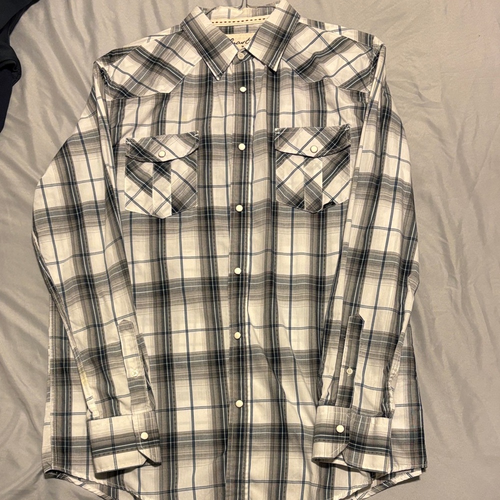 Classic White and Black Plaid Men's Shirt